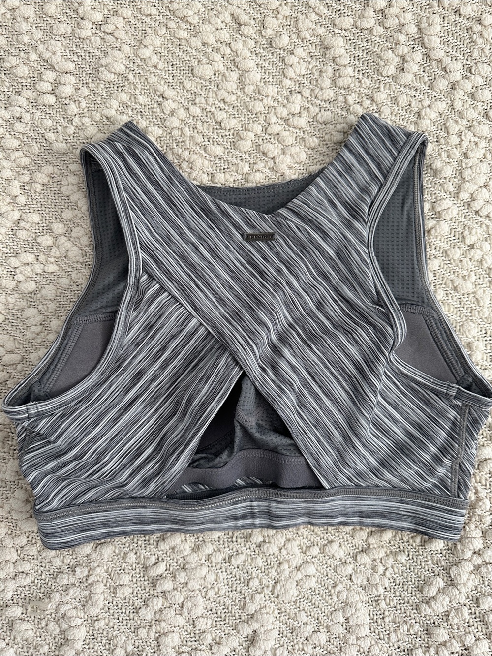 prAna Luxara High Neck Sports Bra Criss Cross
Back Grey Stripe Size S